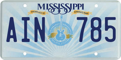 MS license plate AIN785