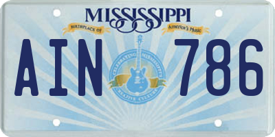 MS license plate AIN786