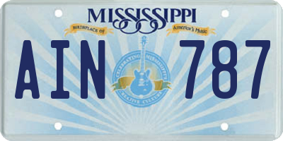 MS license plate AIN787