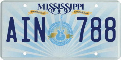 MS license plate AIN788