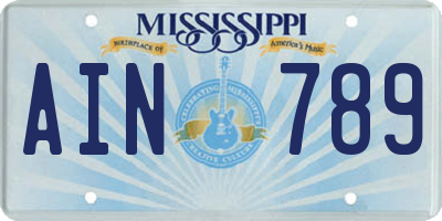 MS license plate AIN789