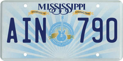 MS license plate AIN790