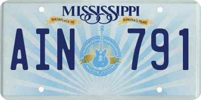 MS license plate AIN791