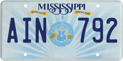 MS license plate AIN792