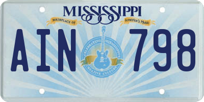 MS license plate AIN798