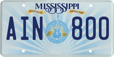 MS license plate AIN800