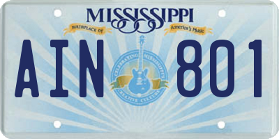 MS license plate AIN801