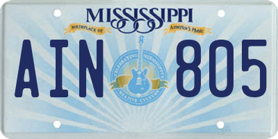 MS license plate AIN805