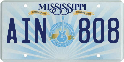 MS license plate AIN808