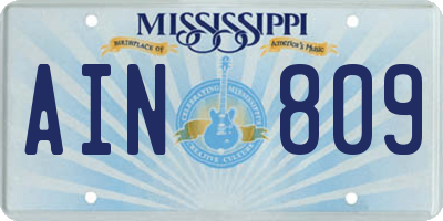MS license plate AIN809