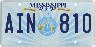 MS license plate AIN810