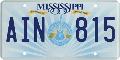 MS license plate AIN815