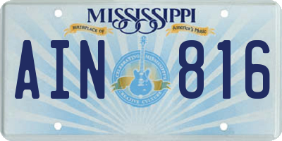 MS license plate AIN816