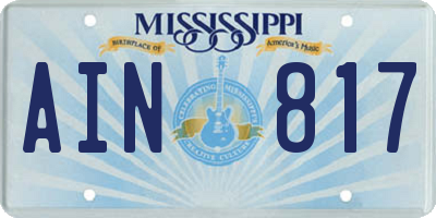 MS license plate AIN817