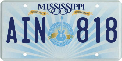 MS license plate AIN818