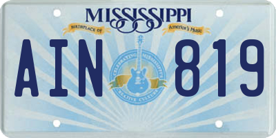 MS license plate AIN819