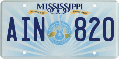 MS license plate AIN820