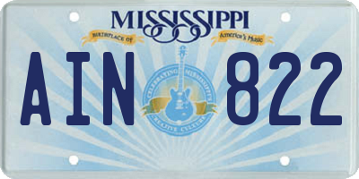 MS license plate AIN822