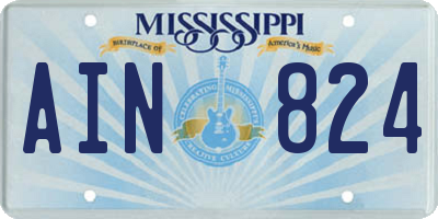 MS license plate AIN824