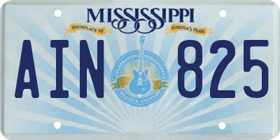 MS license plate AIN825