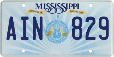 MS license plate AIN829