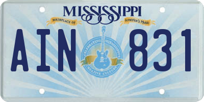 MS license plate AIN831