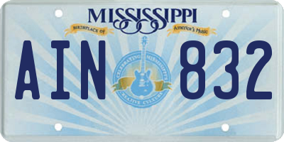 MS license plate AIN832