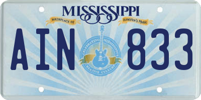 MS license plate AIN833