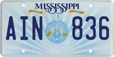 MS license plate AIN836