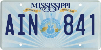 MS license plate AIN841