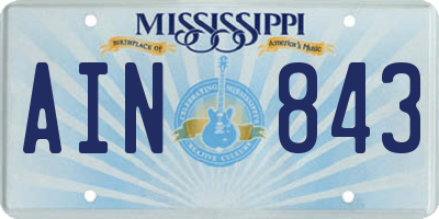 MS license plate AIN843