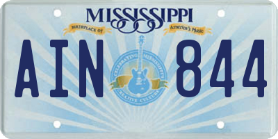 MS license plate AIN844