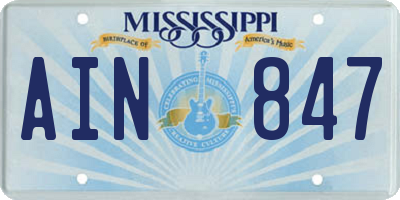 MS license plate AIN847