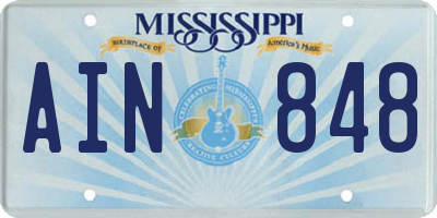 MS license plate AIN848