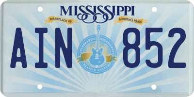 MS license plate AIN852