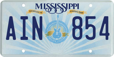 MS license plate AIN854