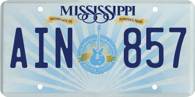 MS license plate AIN857