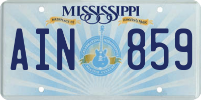 MS license plate AIN859