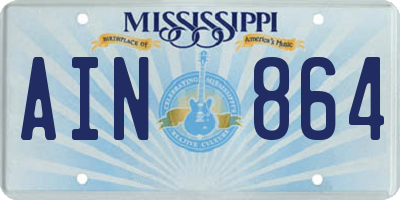 MS license plate AIN864