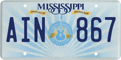 MS license plate AIN867
