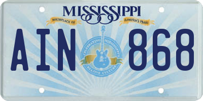 MS license plate AIN868