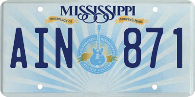 MS license plate AIN871