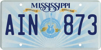 MS license plate AIN873