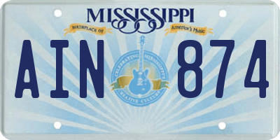 MS license plate AIN874