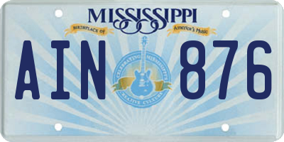 MS license plate AIN876