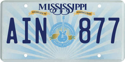 MS license plate AIN877