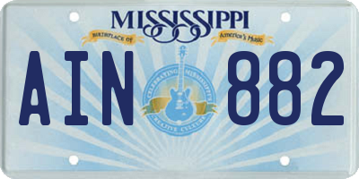 MS license plate AIN882