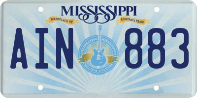 MS license plate AIN883