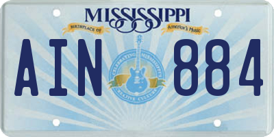 MS license plate AIN884