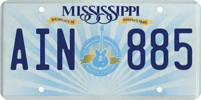 MS license plate AIN885